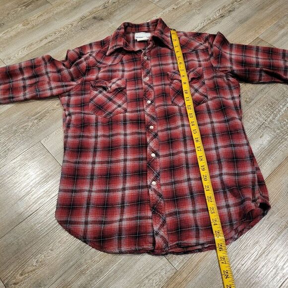 Wrangler Wrancher Shirts Pearl Snap Flannel Button Up Shirt Women's Size Medium - Picture 6 of 6